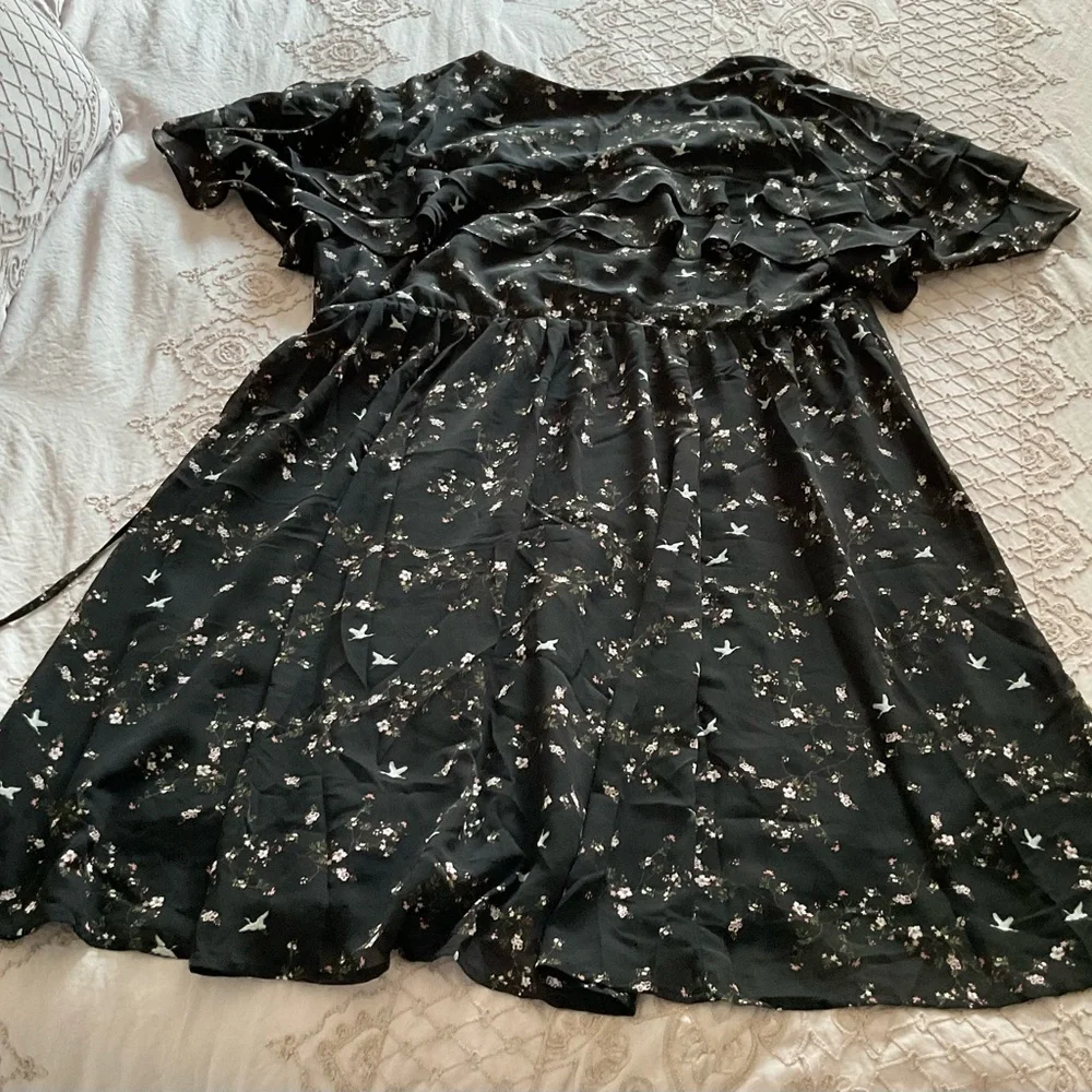 Torrid Black Floral Wrap Dress - Picture 7 of 7